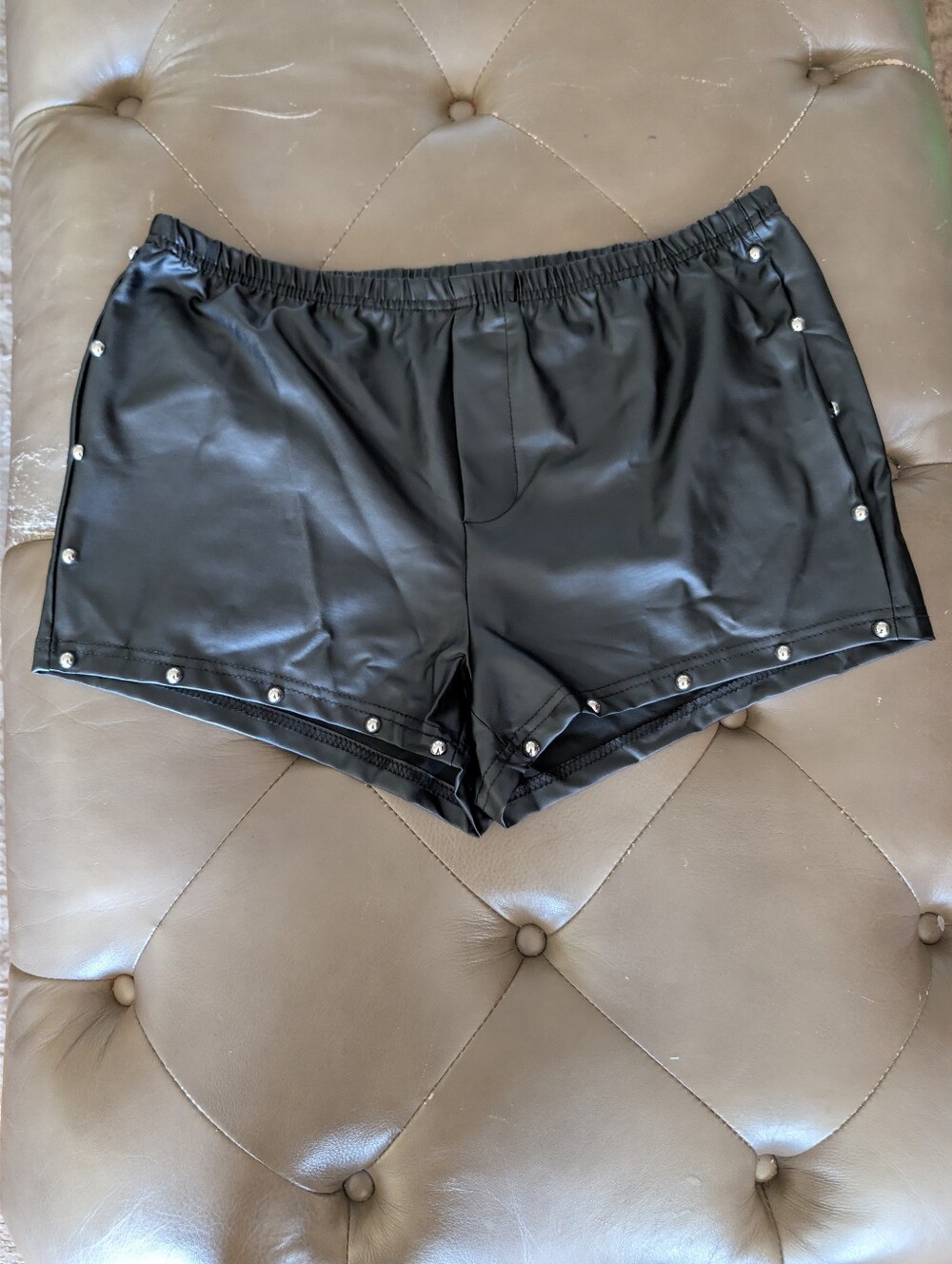 SHEIN Women's Faux Leather Studded Shorts Size 1XL Black